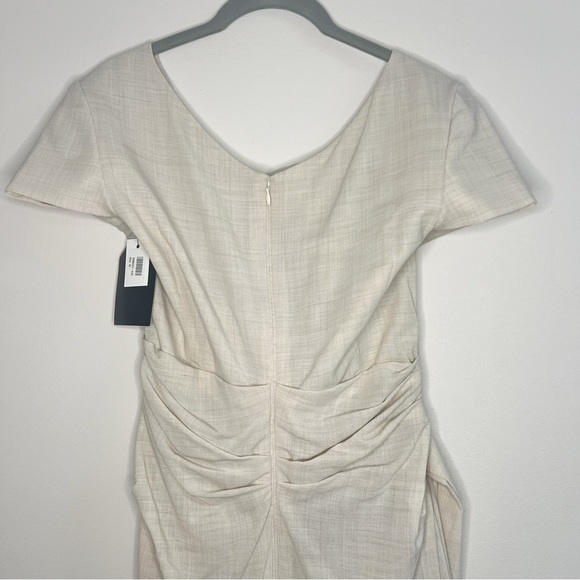 Talbot Runhof Cream draped wool-blend voile midi Dress Size 10 US / 40 D - Picture 9 of 11